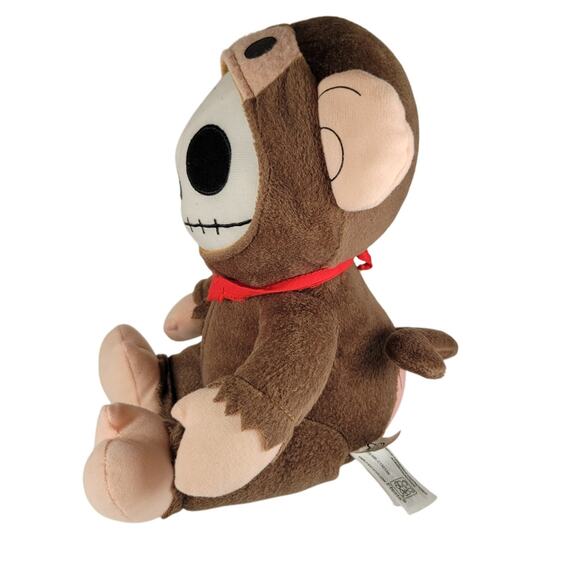 Fiesta Furrybones Plush Monkey Skeleton 9" Brown Red Scarf Stuffed Animal Toy - Picture 9 of 16